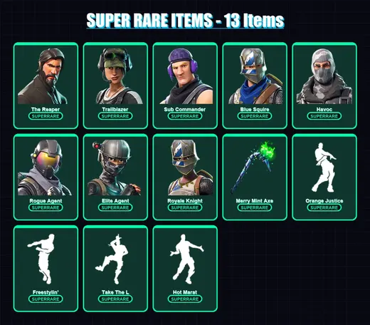 [PC/XBOX] | The Reaper | Trailblazer | Sub Commander | Blue Squire | Havoc | 54 skin | 51 pickaxe | 56 emote | 54 glider | Lv901