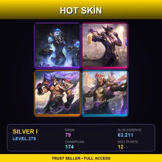 LAN | Victorious Twisted Fate | Victorious Tryndamere | Victorious Draven | Victorious Braum | 79 Skin | 174 Champ | Silver I | Lv275