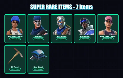 [PC/XBOX/PSN] | Blue Team Leader | Warpaint | Blue Squire | Blue Striker | Rose Team Leader | 14 skin | 8 pickaxe | 4 emote | 10 glider | Lv38