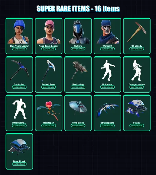 [PC/PSN] | Blue Team Leader | Rose Team Leader | Sultura | Warpaint | Lynx | 155 skin | 164 pickaxe | 150 emote | 142 glider | Lv2239