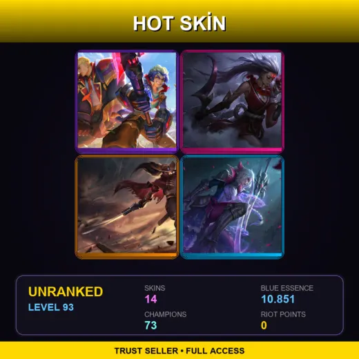 EUW | Battle Academia Wukong | Blood Moon Diana | High Noon Yasuo | Battle Queen Diana | 14 Skin | 73 Champ | Lv93