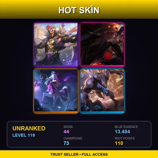 LAS | Victorious Draven | Spirit Blossom Lillia | PROJECT: Warwick | High Noon Irelia | 44 Skin | 73 Champ | Lv119