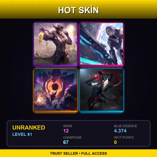 LAN | Victorious Twisted Fate | Pulsefire Riven | Dark Star Malphite | Masque of the Black Rose Elise | 12 Skin | 67 Champ | Lv61