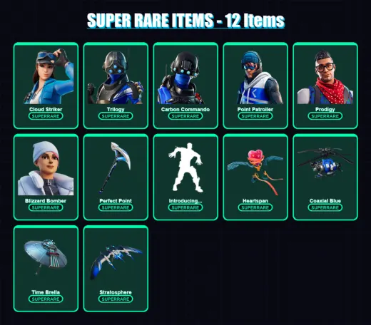[PC] | Cloud Striker | Trilogy | Carbon Commando | Point Patroller | Prodigy | 40 skin | 88 pickaxe | 70 emote | 78 glider | Lv1247