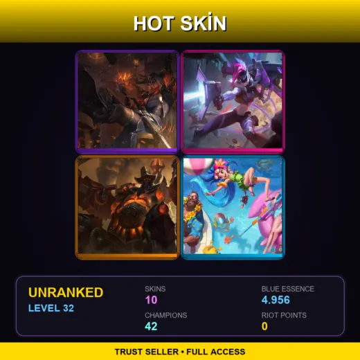 LAN | High Noon Yone | PROJECT: Jinx | High Noon Urgot | Pool Party Caitlyn | 10 Skin | 42 Champ | Lv32