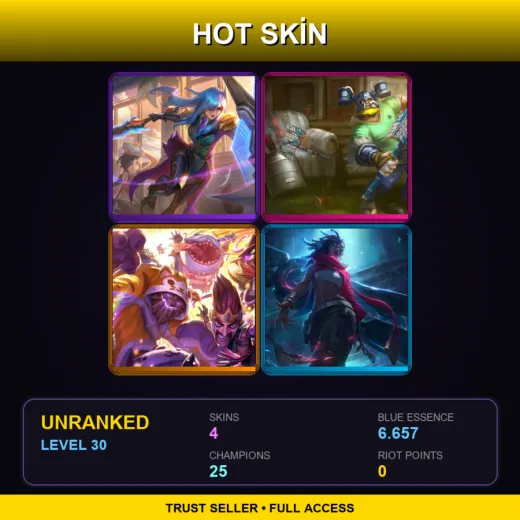 LAN | Battle Academia Leona | Brolaf | Urf Kench | True Damage Senna | 4 Skin | 25 Champ | Lv30