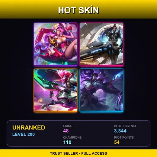 LAN | Spirit Blossom Thresh | Star Guardian Kai'Sa | Blood Moon Katarina | PROJECT: Jinx | 48 Skin | 110 Champ | Lv200