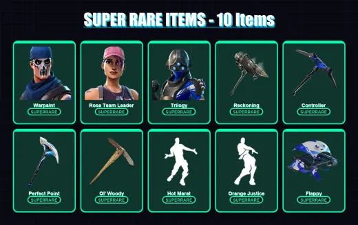 [PC/XBOX/PSN] | Warpaint | Rose Team Leader | Trilogy | Lynx | Calamity | 21 skin | 29 pickaxe | 27 emote | 27 glider | Lv292