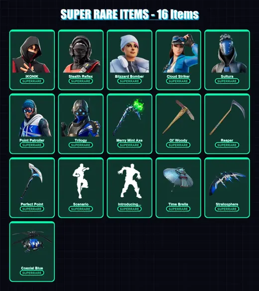 [PS4/PS5/XBOX/PC] | IKONIK | Stealth Reflex | Reflex | Blizzard Bomber | Cloud Striker | 118 skin | 164 pickaxe | 121 emote | 123 glider | Lv1816