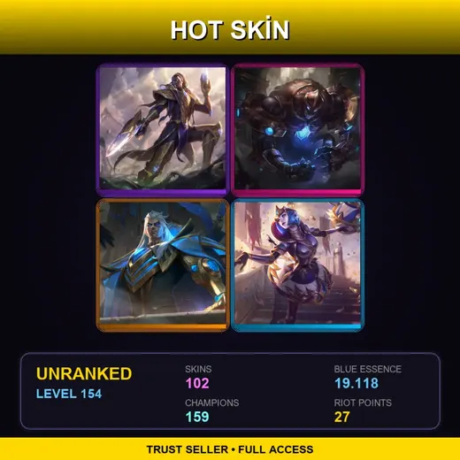 SG | Victorious Lucian | Hextech Galio | Hextech Swain | Victorious Orianna | 102 Skin | 159 Champ | Lv154