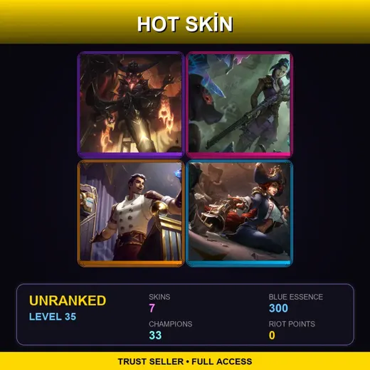 RU | High Noon Senna | Arcane Enforcer Caitlyn | Arcane Inventor Jayce | Waterloo Miss Fortune | 7 Skin | 33 Champ | Lv35