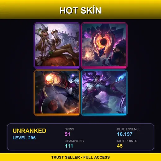 BR | Prestige Bewitching Miss Fortune | Spirit Blossom Thresh | Star Guardian Akali | Blood Moon Zed | 91 Skin | 111 Champ | Lv296