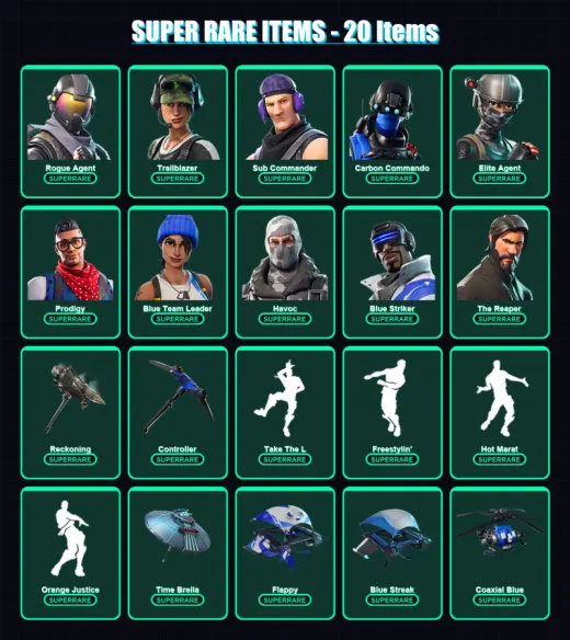 [PC/XBOX] | Rogue Agent | Trailblazer | Sub Commander | Carbon Commando | Elite Agent | 133 skin | 150 pickaxe | 133 emote | 148 glider | Lv1942