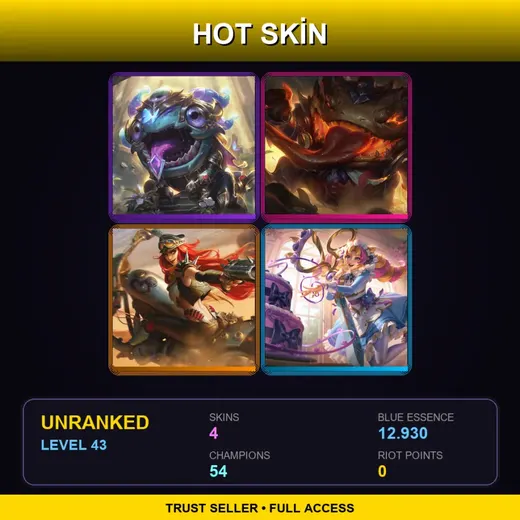 BR | Victorious Kog'Maw | High Noon Tahm Kench | Road Warrior Miss Fortune | Cafe Cuties Gwen | 4 Skin | 54 Champ | Lv43 — High Noon Tahm Kench
