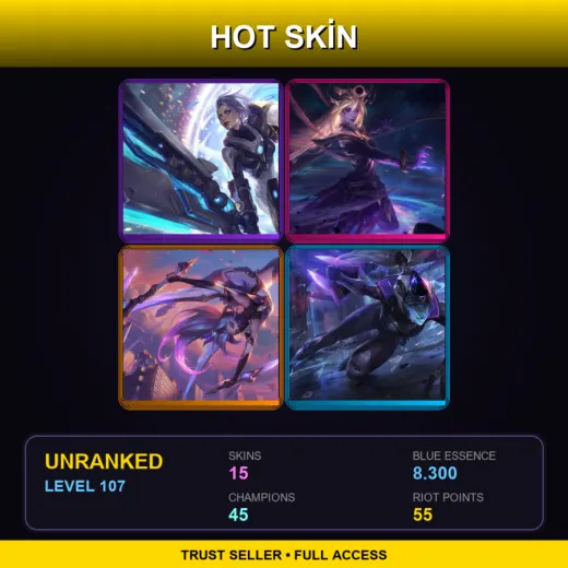 LAN | Pulsefire Riven | Dark Cosmic Lux | Star Guardian Akali | PROJECT: Vayne | 15 Skin | 45 Champ | Lv107