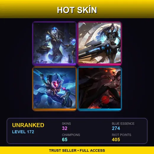 LAN | Cosmic Blade Master Yi | Cosmic Queen Ashe | Pulsefire Caitlyn | Star Guardian Ahri | 32 Skin | 65 Champ | Lv172