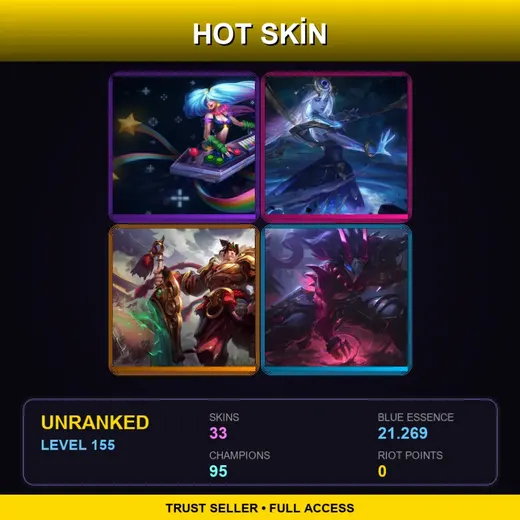 TR | Blood Moon Tryndamere | Arcade Sona | PROJECT: Akali | Cosmic Lux | 33 Skin | 95 Champ | Lv155