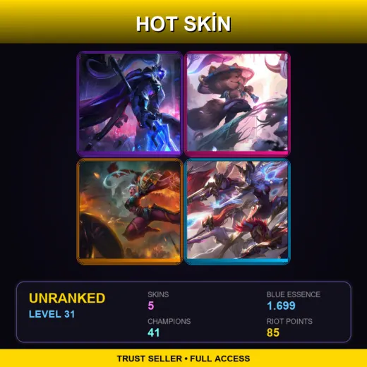 VN | PROJECT: Jax | Spirit Blossom Teemo | Dragonblade Riven | SKT T1 Ekko | 5 Skin | 41 Champ | Lv31