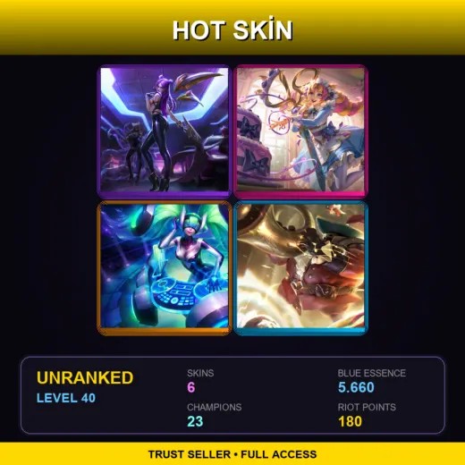 EUW | K/DA Kai'Sa | Cafe Cuties Gwen | DJ Sona | Bard Bard | 6 Skin | 23 Champ | Lv40