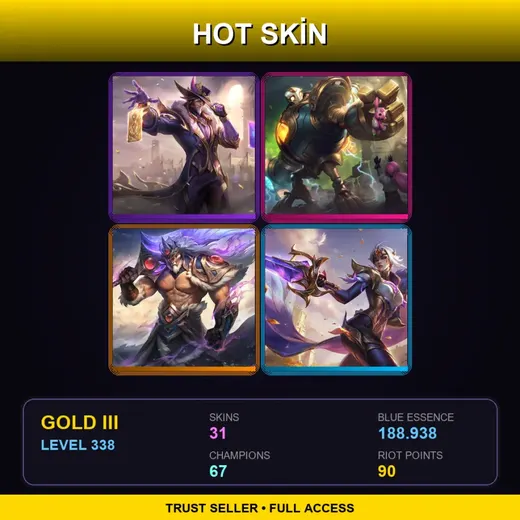 BR | Victorious Twisted Fate | Victorious Blitzcrank | Victorious Tryndamere | Victorious Fiora | 31 Skin | 67 Champ | Gold III | Lv338 — LoL account