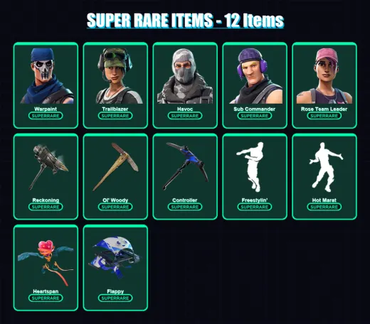[PS4/PS5/XBOX/PC] | Warpaint | Trailblazer | Havoc | Sub Commander | Rose Team Leader | 201 skin | 247 pickaxe | 170 emote | 207 glider | Lv2385