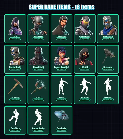 [PC/XBOX/PSN] | Glow | Elite Agent | The Reaper | Rogue Agent | Blue Squire | 51 skin | 41 pickaxe | 58 emote | 50 glider | Lv734