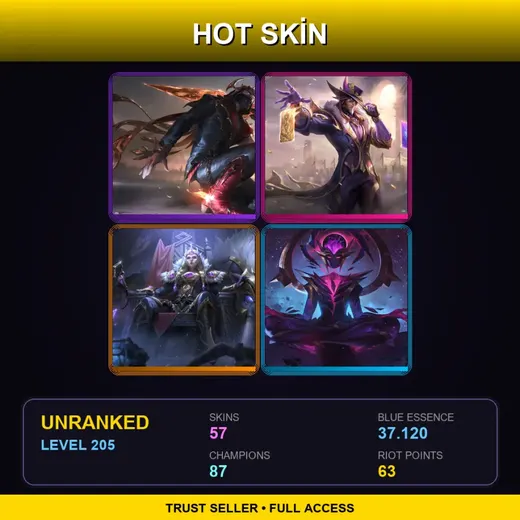 BR | Prestige High Noon Talon | Victorious Twisted Fate | Victorious Sejuani | Dark Star Karma | 57 Skin | 87 Champ | Lv205
