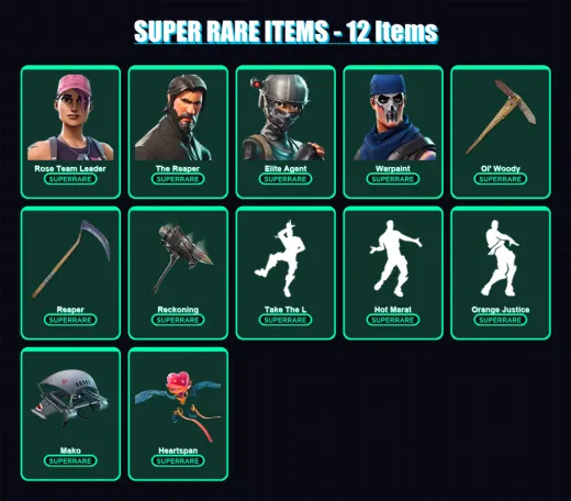 [PC/XBOX/PSN] | Rose Team Leader | The Reaper | Elite Agent | Warpaint | Hybrid | 65 skin | 41 pickaxe | 62 emote | 49 glider | Lv703