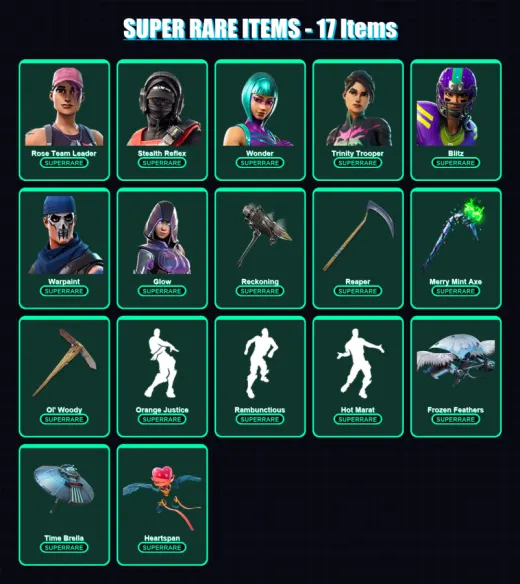 [PC/XBOX/PSN] | Rose Team Leader | Stealth Reflex | Wonder | Trinity Trooper | Blitz | 320 skin | 305 pickaxe | 296 emote | 233 glider | Lv3155