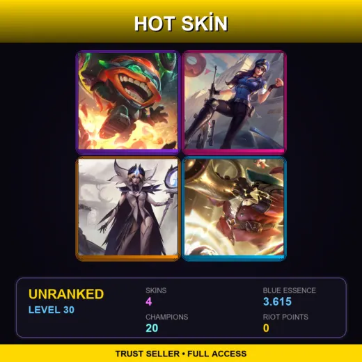 LAS | Odyssey Ziggs | Officer Caitlyn | iG LeBlanc | Bard Bard | 4 Skin | 20 Champ | Lv30