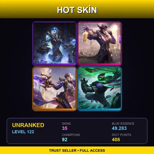EUW | Victorious Twisted Fate | Victorious Fiora | Conqueror Jax | Dark Star Mordekaiser | 35 Skin | 92 Champ | Lv122