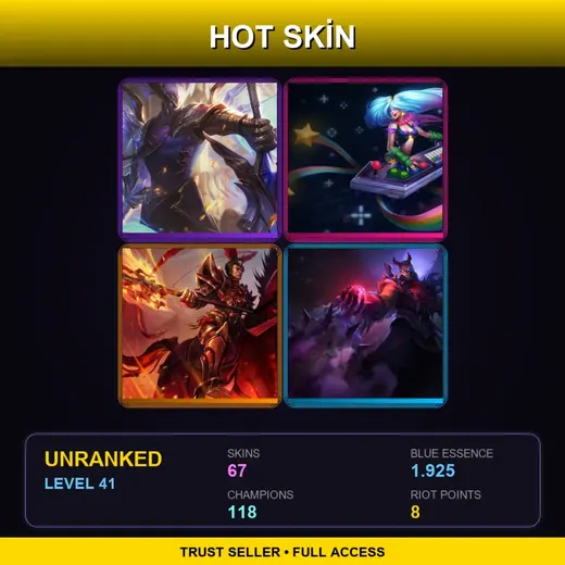 EUW | Victorious Aatrox | Arcade Sona | Warring Kingdoms Jarvan IV | Blood Moon Shen | 67 Skin | 118 Champ | Lv41
