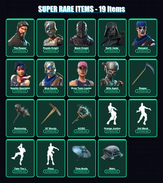 [PC/XBOX/PSN] | The Reaper | Royale Knight | Black Knight | Darth Vader | Warpaint | 117 skin | 110 pickaxe | 114 emote | 118 glider | Lv1636