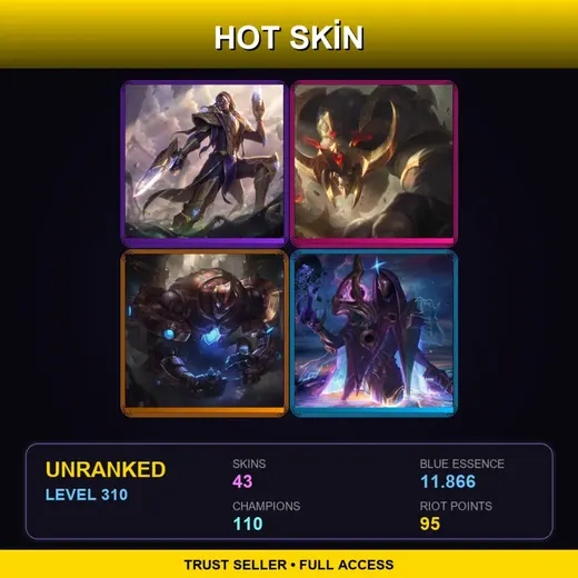 LAN | Victorious Lucian | Conqueror Alistar | Hextech Galio | Dark Cosmic Jhin | 43 Skin | 110 Champ | Lv310