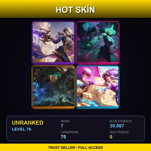 EUW | Victorious Fiora | Program Soraka | Worldbreaker Nautilus | Pool Party Syndra | 7 Skin | 70 Champ | Lv76