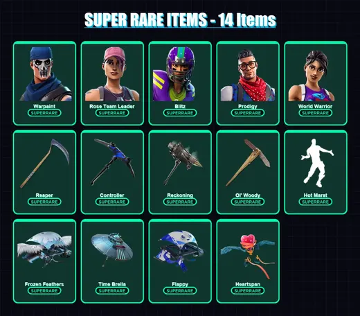 [PS4/PS5/PC] | Warpaint | Rose Team Leader | Blitz | Prodigy | World Warrior | 101 skin | 109 pickaxe | 86 emote | 95 glider | Lv1040