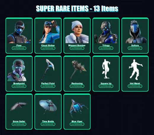 [PS4/PS5/XBOX/PC] | Fixer | Cloud Striker | Blizzard Bomber | Trilogy | Sultura | 202 skin | 259 pickaxe | 224 emote | 220 glider | Lv3296