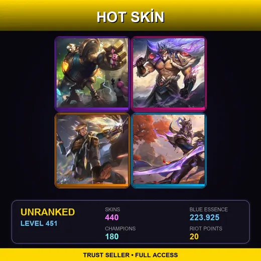 VN | Victorious Blitzcrank | Victorious Tryndamere | Prestige PsyOps Ezreal | Victorious Master Yi | 440 Skin | 180 Champ | Lv451 — LoL account