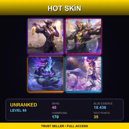 VN | Victorious Twisted Fate | Victorious Draven | Spirit Blossom Master Yi | Star Guardian Janna | 48 Skin | 170 Champ | Lv68