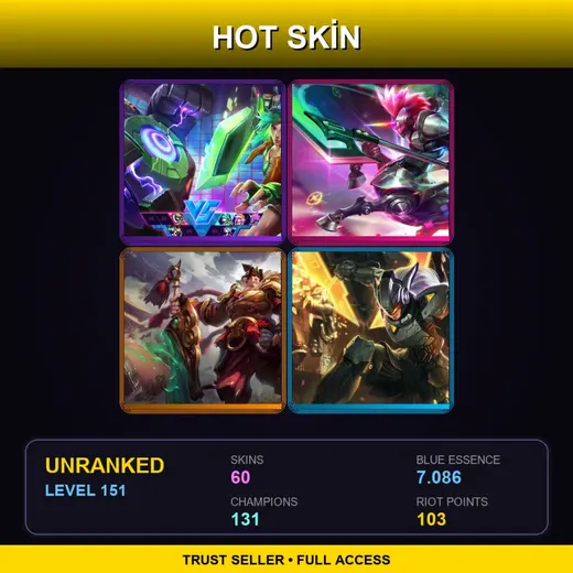 LAS | PROJECT: Leona | Arcade Riven | Arcade Hecarim | Star Guardian Jinx | 60 Skin | 131 Champ | Lv151 — Festival Kassadin