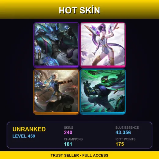 LAN | Prestige Winterblessed Warwick | Prestige K/DA ALL OUT Kai'Sa | Prestige Nightbringer Kayn | Conqueror Jax | 240 Skin | 181 Champ | Lv459