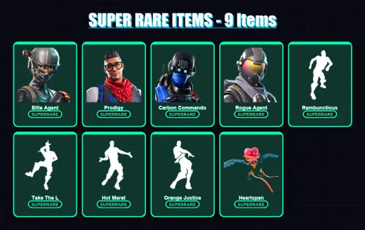 [PS4/PS5/XBOX/PC] | Elite Agent | Prodigy | Carbon Commando | Rogue Agent | Hybrid | 29 skin | 36 pickaxe | 55 emote | 48 glider | Lv821