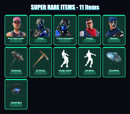 [PC/XBOX] | Rose Team Leader | Trilogy | Carbon Commando | Prodigy | Warpaint | 93 skin | 105 pickaxe | 106 emote | 124 glider | Lv2108