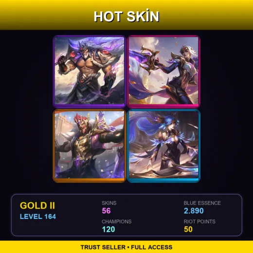 LAN | Victorious Tryndamere | Victorious Fiora | Victorious Draven | Victorious Sona | 56 Skin | 120 Champ | Gold II | Lv164