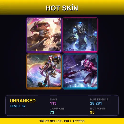 TW | Prestige Battle Cat Jinx | Prestige Spirit Blossom Teemo | Challenger Nidalee | Spirit Blossom Teemo | 113 Skin | 73 Champ | Lv62 — Worldbreaker Malzahar