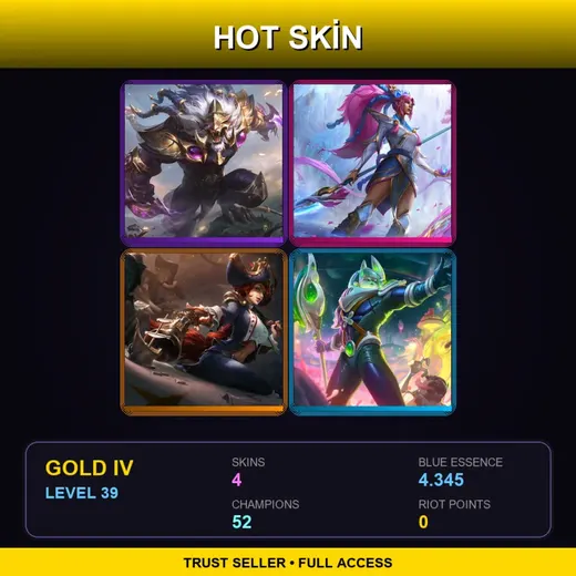 EUNE | Victorious Rengar | Spirit Blossom Nidalee | Waterloo Miss Fortune | Space Groove Nasus | 4 Skin | 52 Champ | Gold IV | Lv39