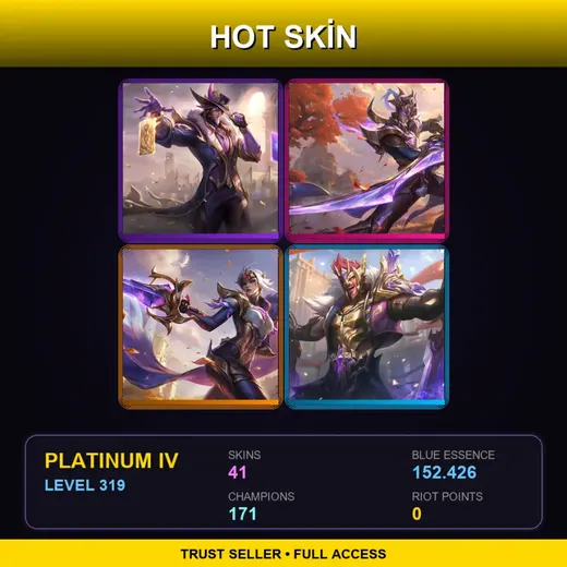 LAN | Victorious Twisted Fate | Victorious Master Yi | Victorious Fiora | Victorious Draven | 41 Skin | 171 Champ | Platinum IV | Lv319