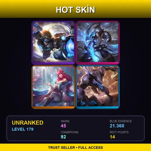 EUNE | Spirit Blossom Ahri | PROJECT: Warwick | Pulsefire Ezreal | Blood Moon Yasuo | 45 Skin | 92 Champ | Lv179