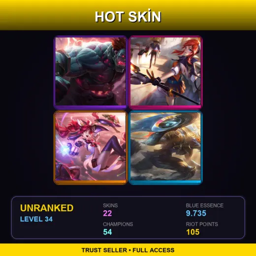 EUW | Hextech Sion | Battle Academia Lux | Star Guardian Jinx | Lunar Guardian Kha'Zix | 22 Skin | 54 Champ | Lv34