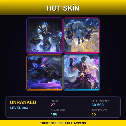 NA | Spirit Blossom Darius | Spirit Blossom Sett | PROJECT: Warwick | Cosmic Queen Ashe | 27 Skin | 100 Champ | Lv203